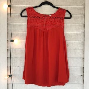 💸Old Navy Orange Macrame Crocheted Top Swing Tank